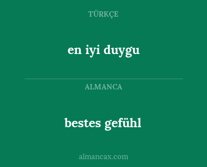 en iyi duygu - bestes gefühl
