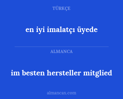 im besten hersteller mitglied - en iyi imalatçı üyede