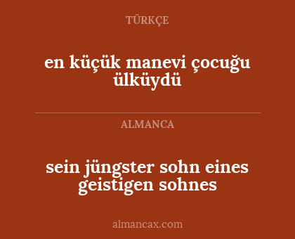 sein jüngster sohn eines geistigen sohnes - en küçük manevi çocuğu ülküydü