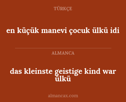 en küçük manevi çocuk ülkü idi - das kleinste geistige kind war ülkü