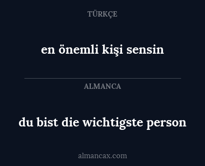 du bist die wichtigste person - en önemli kişi sensin