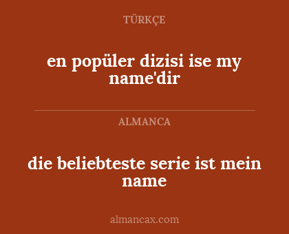 en popüler dizisi ise my name'dir - die beliebteste serie ist mein name