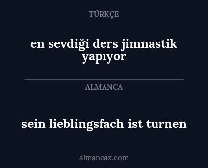 sein lieblingsfach ist turnen - en sevdiği ders jimnastik yapıyor