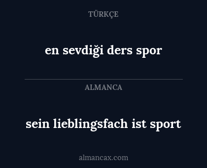 sein lieblingsfach ist sport - en sevdiği ders spor