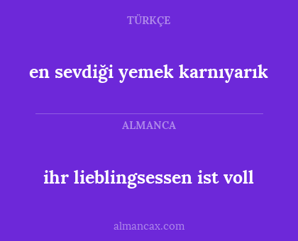 ihr lieblingsessen ist voll - en sevdiği yemek karnıyarık