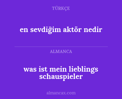 was ist mein lieblings schauspieler - en sevdiğim aktör nedir