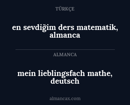 mein lieblingsfach mathe, deutsch - en sevdiğim ders matematik, almanca