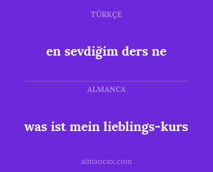 was ist mein lieblings-kurs - en sevdiğim ders ne