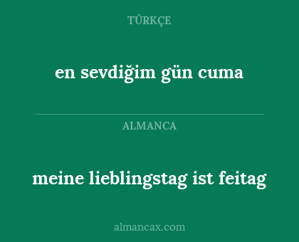 en sevdiğim gün cuma - meine lieblingstag ist feitag