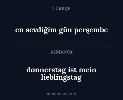 en sevdiğim gün perşembe - donnerstag ist mein lieblingstag