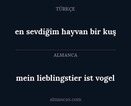 en sevdiğim hayvan bir kuş - mein lieblingstier ist vogel
