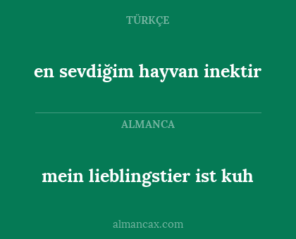 en sevdiğim hayvan inektir - mein lieblingstier ist kuh