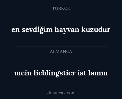 en sevdiğim hayvan kuzudur - mein lieblingstier ist lamm
