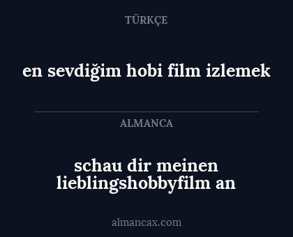 en sevdiğim hobi film izlemek - schau dir meinen lieblingshobbyfilm an