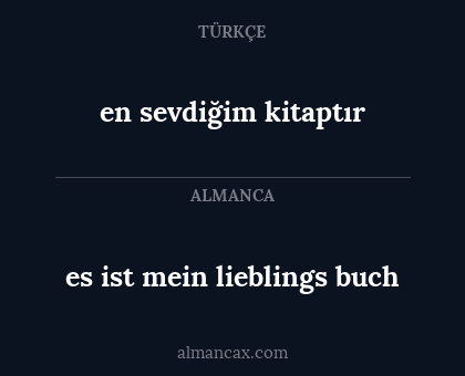 en sevdiğim kitaptır - es ist mein lieblings buch