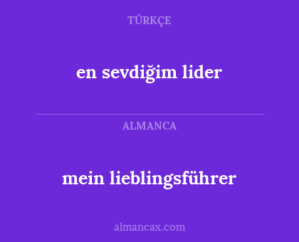 mein lieblingsführer - en sevdiğim lider
