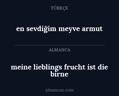meine lieblings frucht ist die birne - en sevdiğim meyve armut