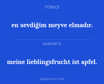 meine lieblingsfrucht ist apfel. - en sevdiğim meyve elmadır.