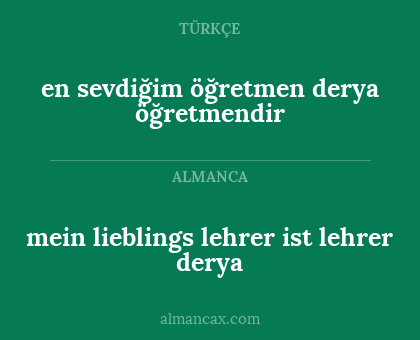 en sevdiğim öğretmen derya öğretmendir - mein lieblings lehrer ist lehrer derya