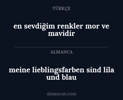 meine lieblingsfarben sind lila und blau - en sevdiğim renkler mor ve mavidir