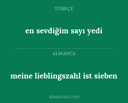en sevdiğim sayı yedi - meine lieblingszahl ist sieben