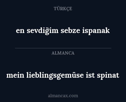 mein lieblingsgemüse ist spinat - en sevdiğim sebze ispanak
