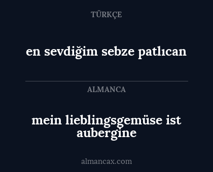 mein lieblingsgemüse ist aubergine - en sevdiğim sebze patlıcan
