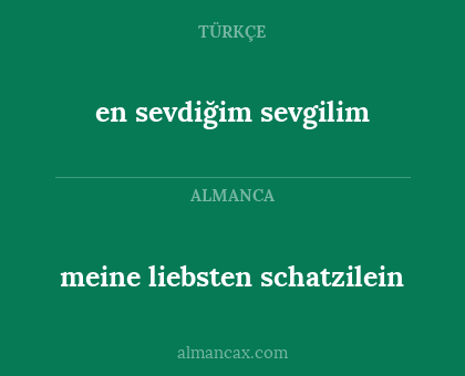 en sevdiğim sevgilim - meine liebsten schatzilein