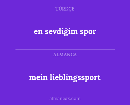 mein lieblingssport - en sevdiğim spor