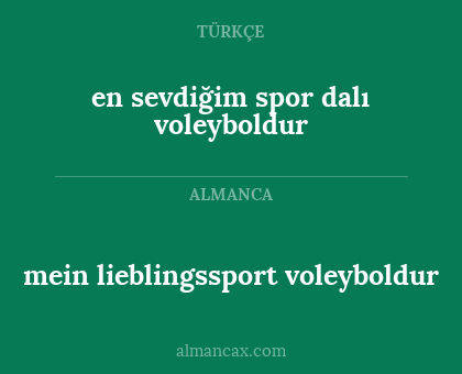 en sevdiğim spor dalı voleyboldur - mein lieblingssport voleyboldur