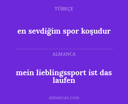 mein lieblingssport ist das laufen - en sevdiğim spor koşudur