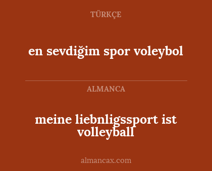 meine liebnligssport ist volleyball - en sevdiğim spor voleybol