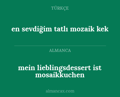 mein lieblingsdessert ist mosaikkuchen - en sevdiğim tatlı mozaik kek