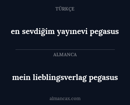 en sevdiğim yayınevi pegasus - mein lieblingsverlag pegasus