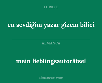 mein lieblingsautorätsel - en sevdiğim yazar gizem bilici