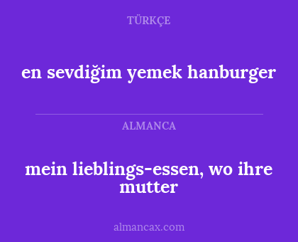 en sevdiğim yemek hanburger - mein lieblings-essen, wo ihre mutter