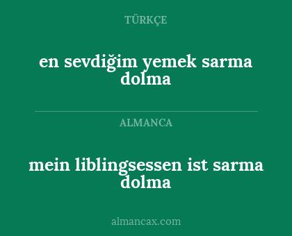 mein liblingsessen ist sarma dolma - en sevdiğim yemek sarma dolma