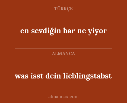 was isst dein lieblingstabst - en sevdiğin bar ne yiyor