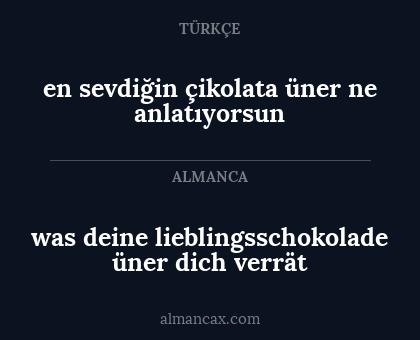 was deine lieblingsschokolade üner dich verrät - en sevdiğin çikolata üner ne anlatıyorsun
