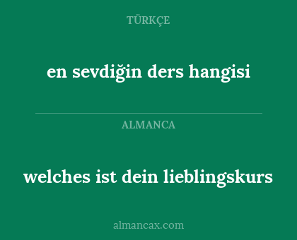 en sevdiğin ders hangisi - welches ist dein lieblingskurs