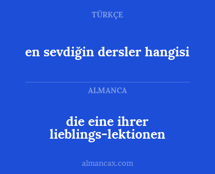 en sevdiğin dersler hangisi - die eine ihrer lieblings-lektionen