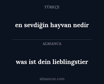 was ist dein lieblingstier - en sevdiğin hayvan nedir