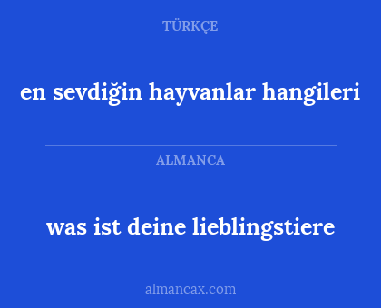 was ist deine lieblingstiere - en sevdiğin hayvanlar hangileri