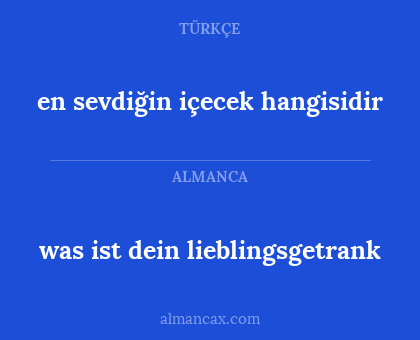 was ist dein lieblingsgetrank - en sevdiğin içecek hangisidir