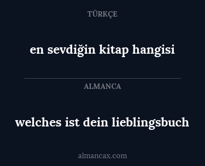 welches ist dein lieblingsbuch - en sevdiğin kitap hangisi