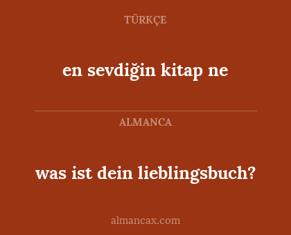 was ist dein lieblingsbuch? - en sevdiğin kitap ne