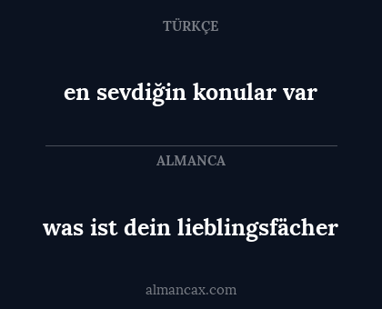 was ist dein lieblingsfächer - en sevdiğin konular var