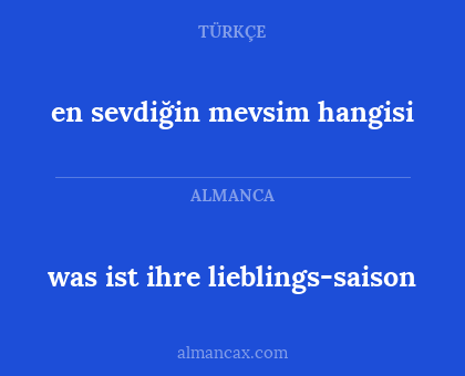 was ist ihre lieblings-saison - en sevdiğin mevsim hangisi