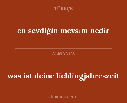 was ist deine lieblingjahreszeit - en sevdiğin mevsim nedir
