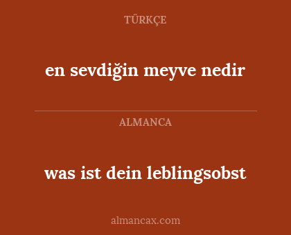was ist dein leblingsobst - en sevdiğin meyve nedir